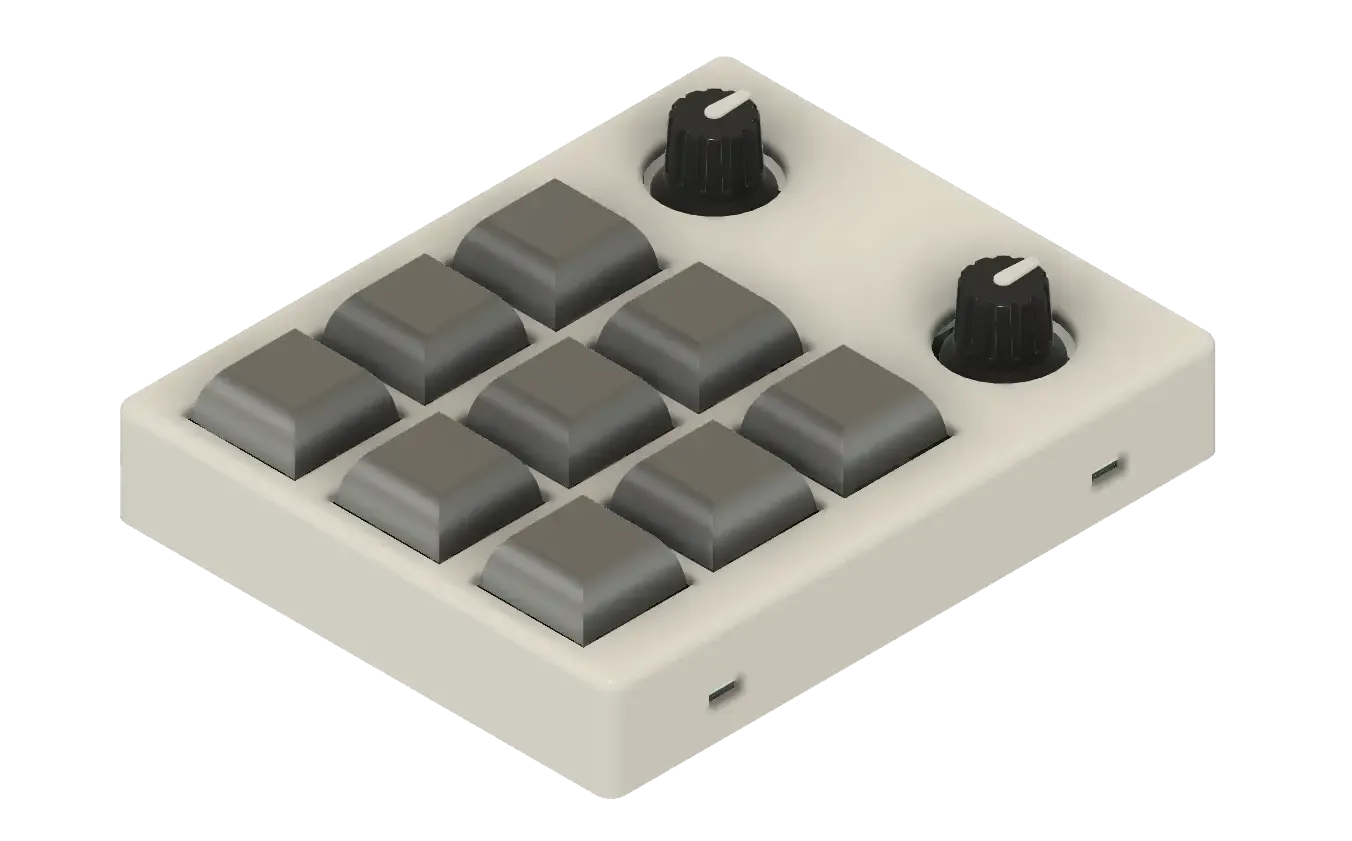 A 3D render of the finished macropad