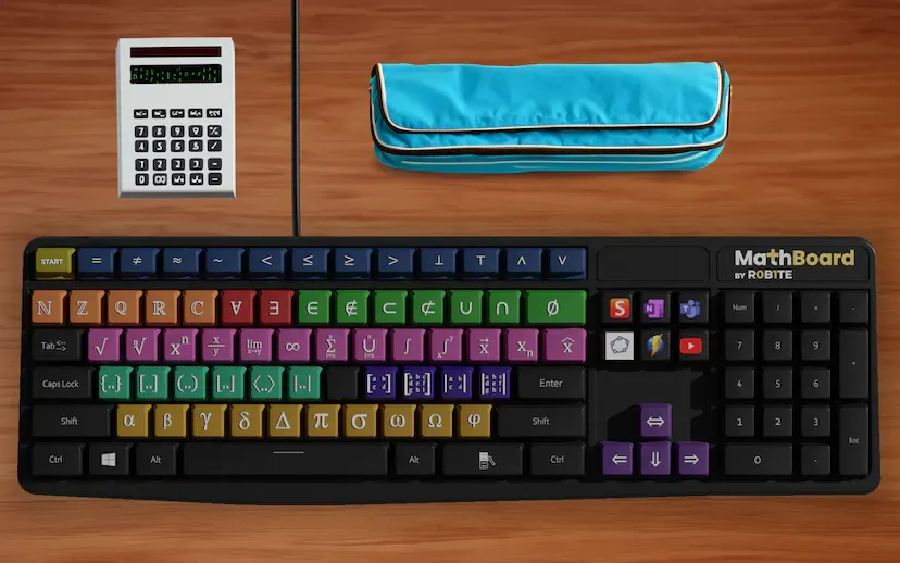 A keyboard with math symbols as keys